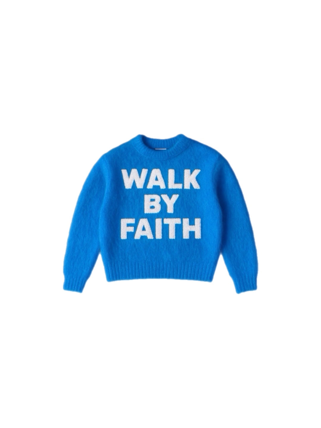 “Walk By Faith” Mohair Blue Sweater