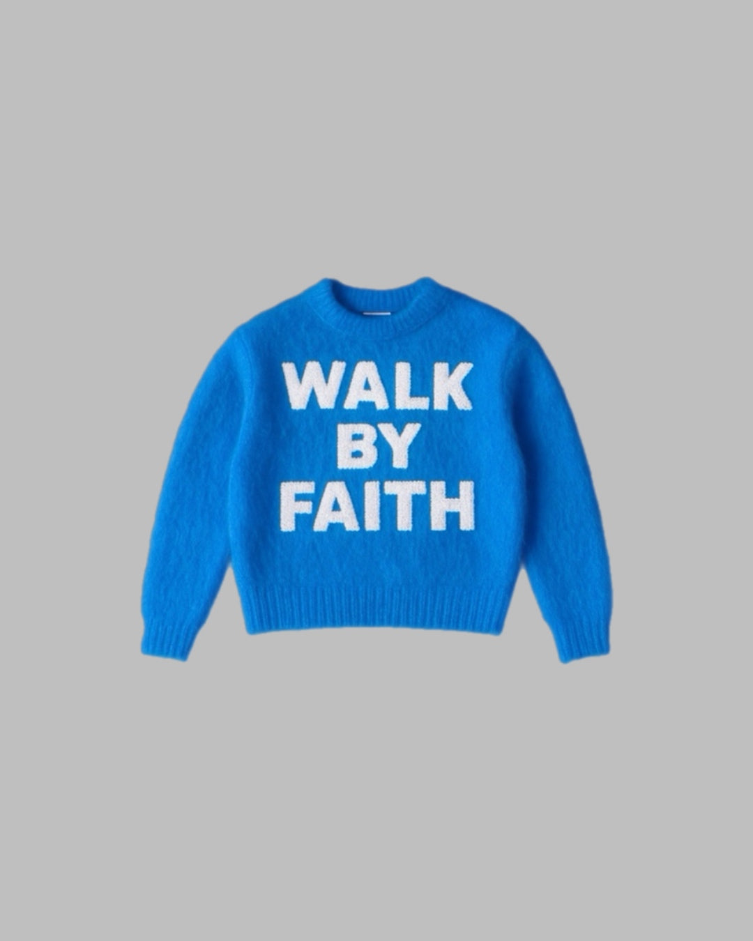 “Walk By Faith” Mohair Blue Sweater