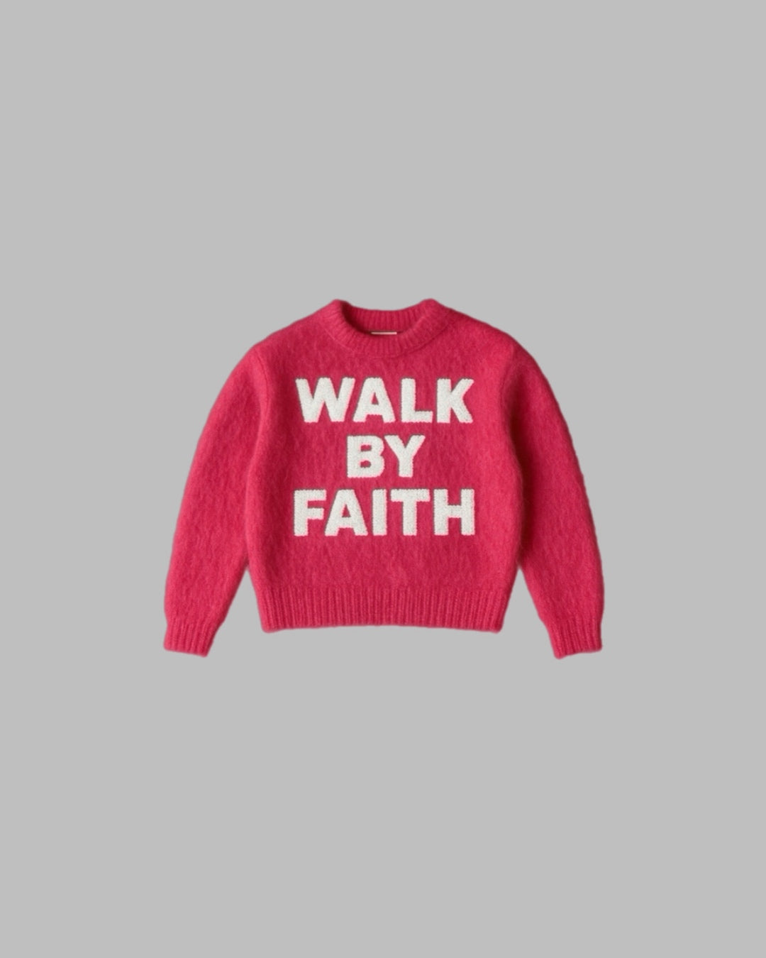 “Walk By Faith” Mohair Pink Sweater